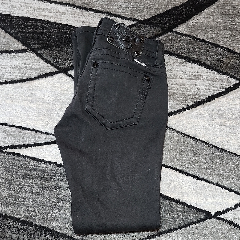 MISS ME BLACK EMBROIDERED DESTRUCTION SEQUINS BLK RHINESTONES SKINNY DENIM JEAN